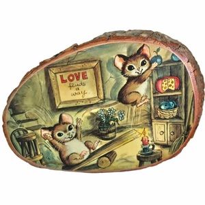 Vintage WM Otto Print on Wood “Love Finds A Way”